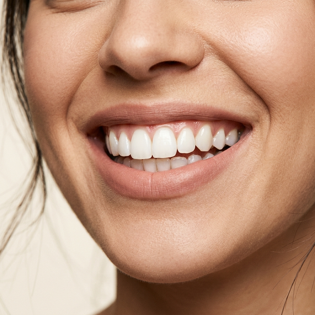 Perfect straight white smile after veneers